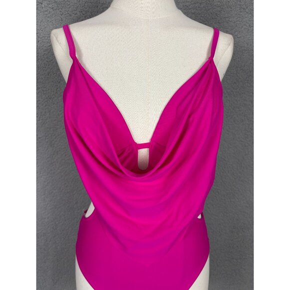 Bar III Women's Hot Pink Drape Monokini Swimsuit One Piece Extra Small NWT's - Picture 2 of 8
